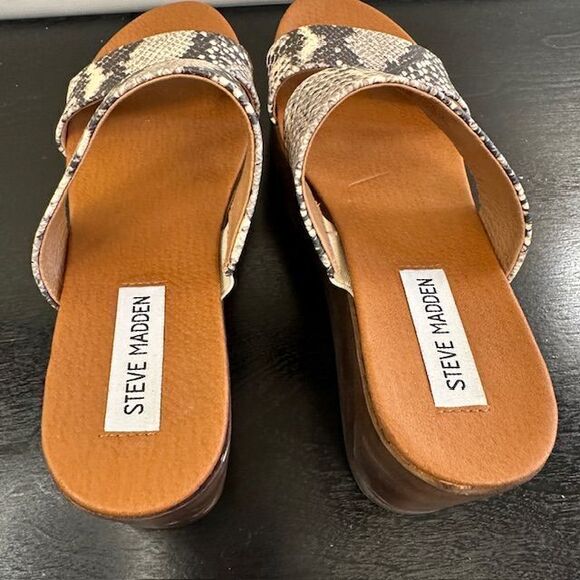 Steve Madden Snakeskin Platform Slip-on‎ Strap Women's Sandals Size 8M - Picture 4 of 10
